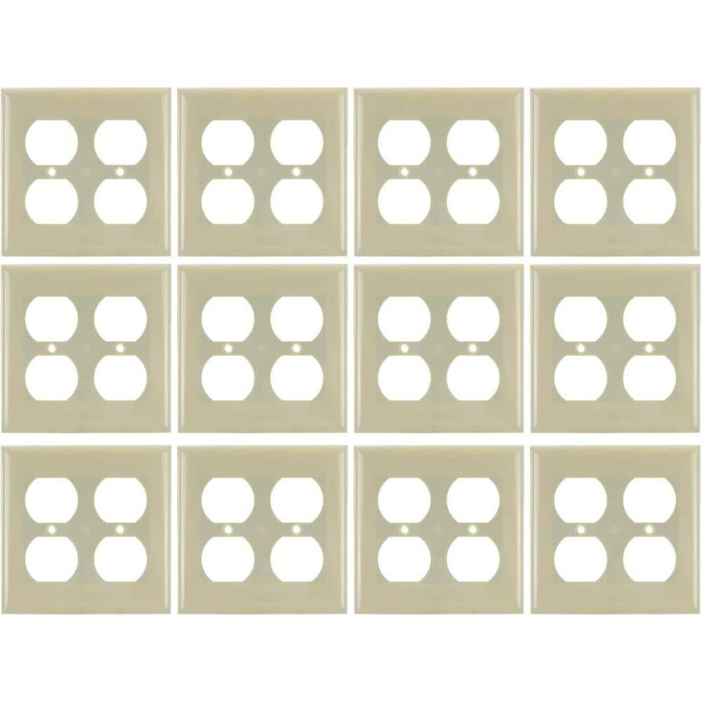 Ivory 2-Gang Plastic Duplex Outlet Wall Plate Covers