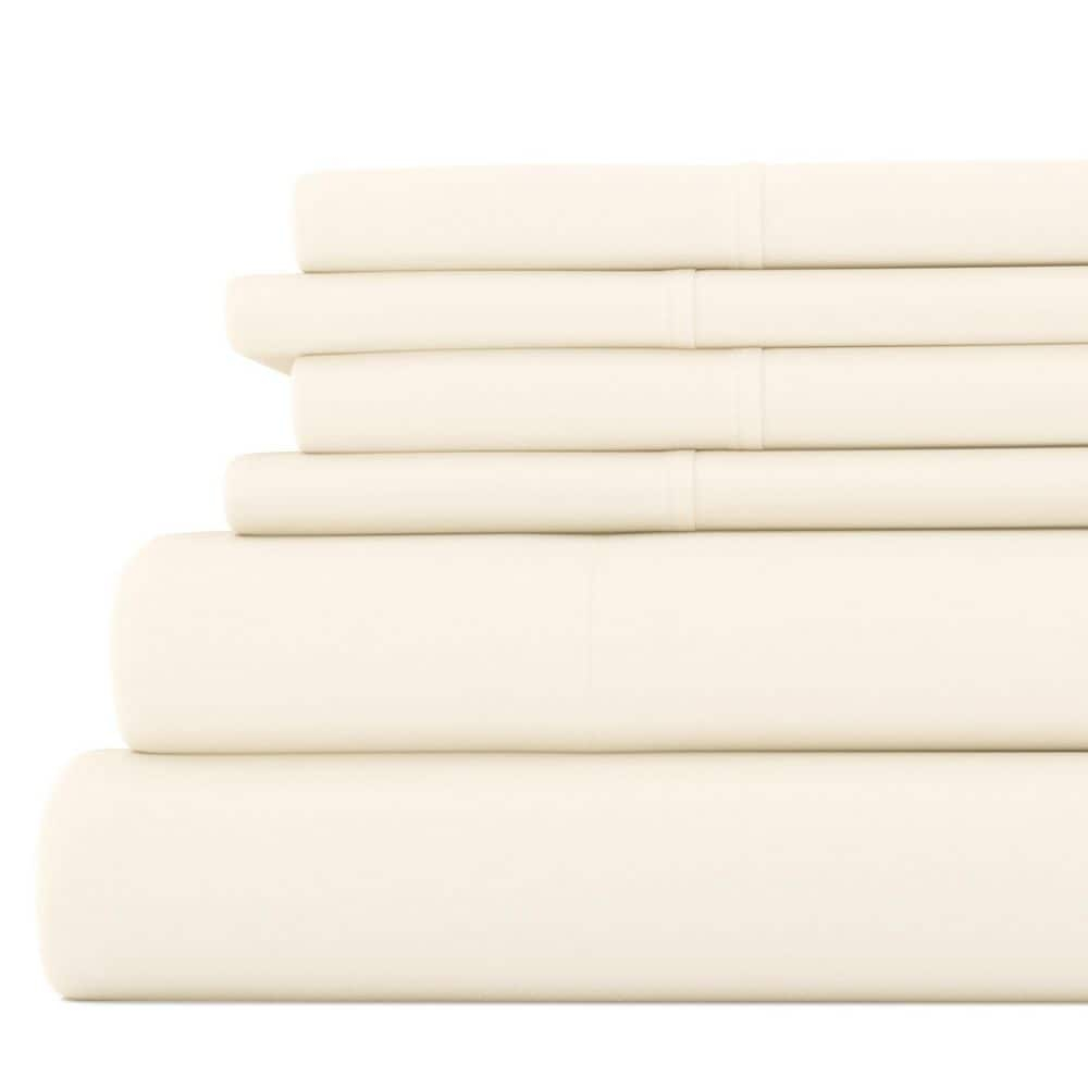 Ivory Full Double Brushed Microfiber 4-Piece Sheet Set