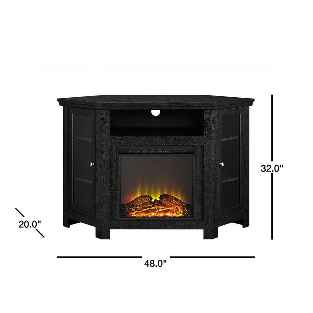 Walker Edison Black Corner Fireplace TV Stand for TVs Up to 50"