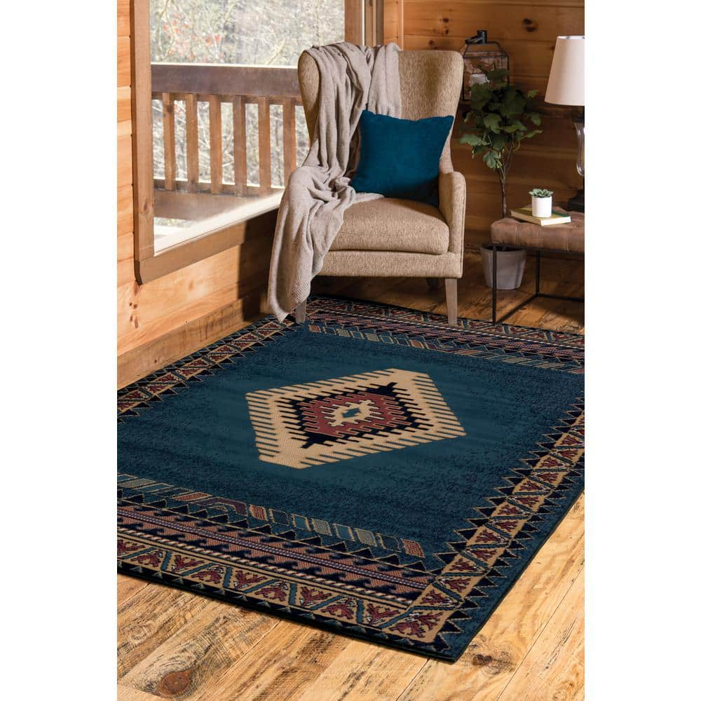 United Weavers Brunswick Avalon Southwestern Border Area Rug, LT Blue, 3'11" x 5'3"