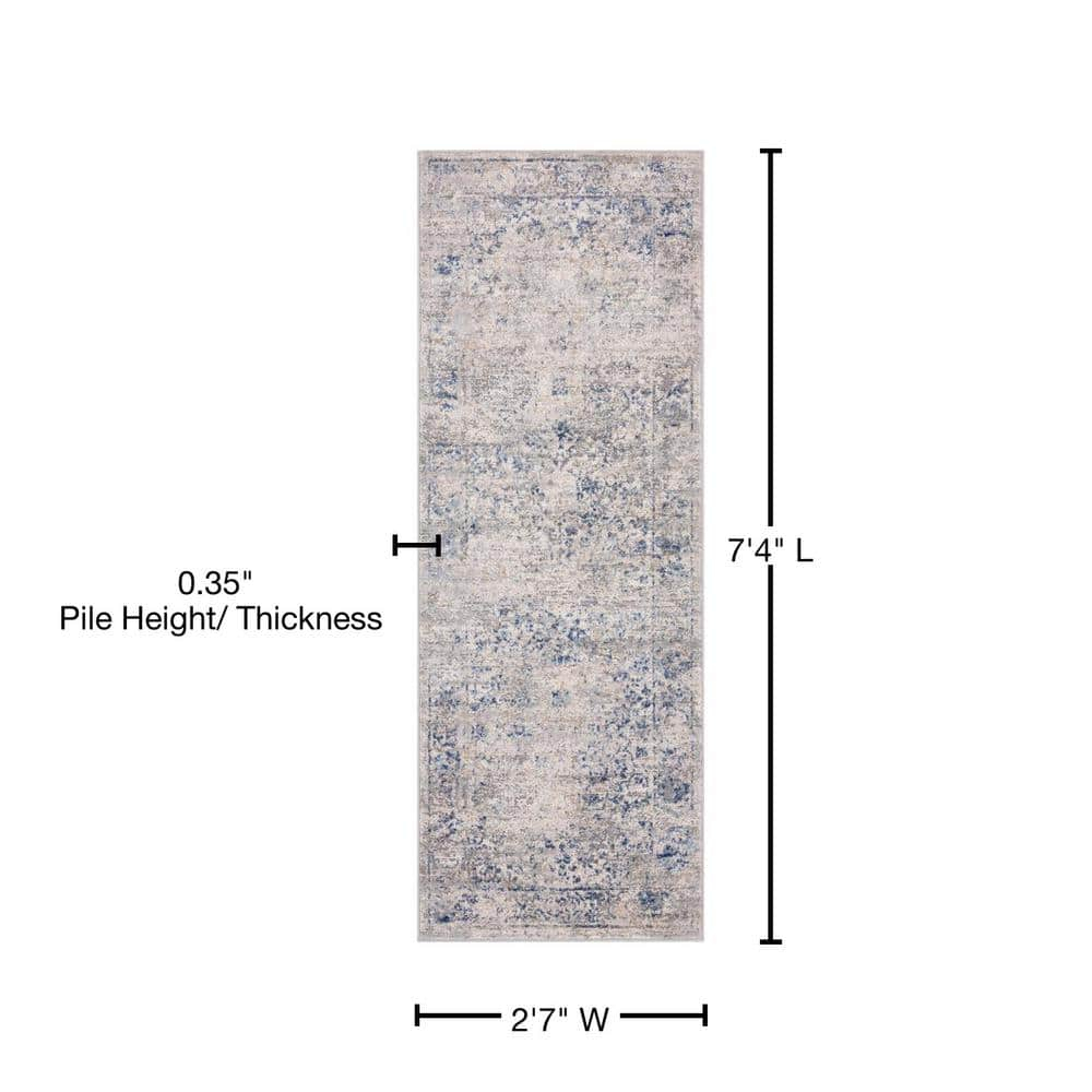 United Weavers Austin Area Rug 4540 20460 Clark Blue Bordered Scrolls 2' 7" x  7' 4" Rectangle