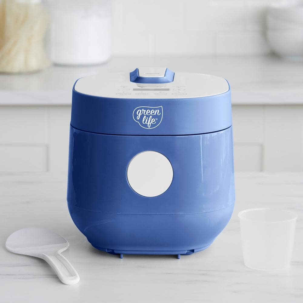 GreenLife Blue and White Ceramic Nonstick Electric Rice Cooker