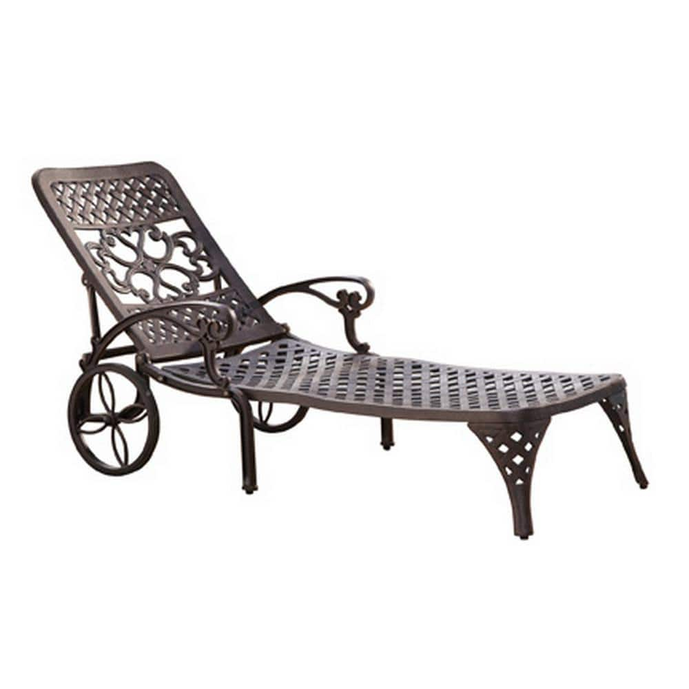 Homestyles Sanibel Cast Aluminum Outdoor Patio Reclining Chaise Lounge in Bronze