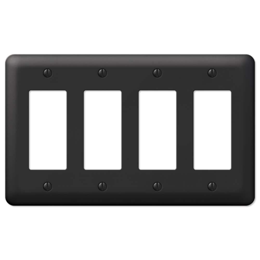 Amerelle 935R4BK Moderne Wallplate 4 Rocker Steel Black 1-Pack
