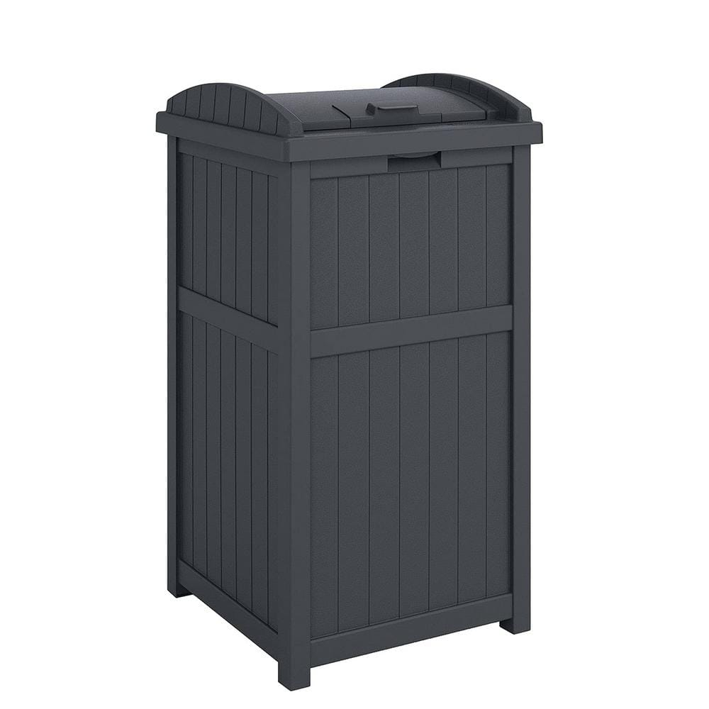 33 Gallon Gray Resin Outdoor Patio Trash Can