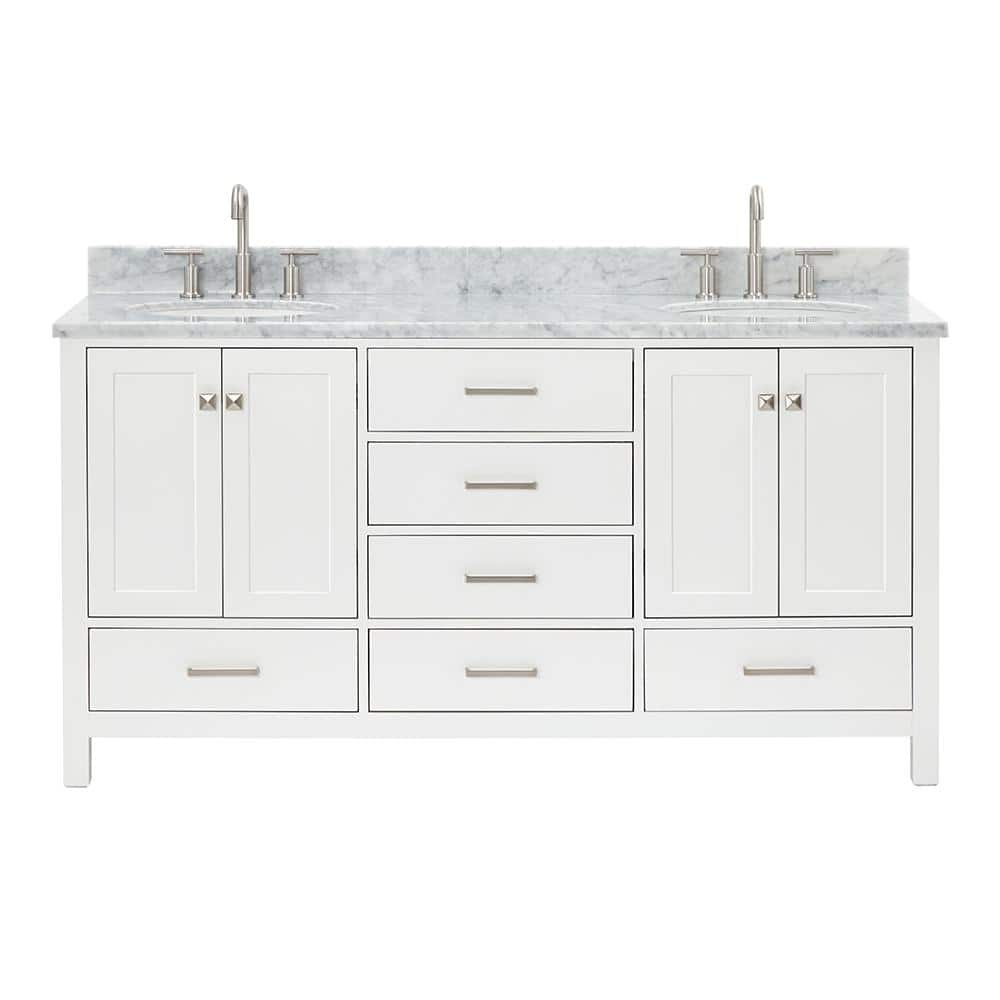 Ariel A067dcw2ovo Cambridge 67" Free Standing Double Oval Basin Vanity Set - White
