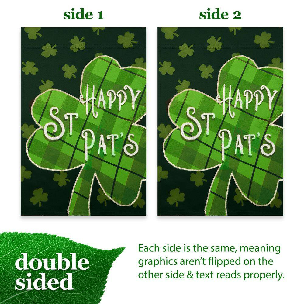 Green Plaid Shamrock St. Patrick's Day Garden Flag 12x18 IN