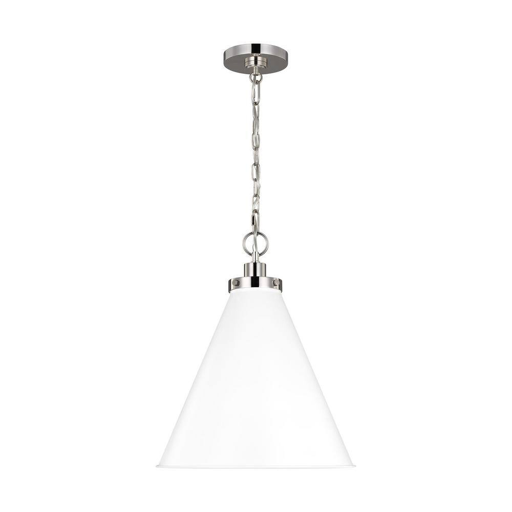 Wellfleet 15.63" Matte White & Polished Nickel Indoor/Outdoor Pendant