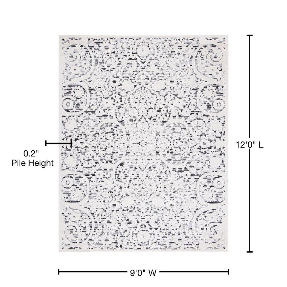 SAFAVIEH Cabana Ruadhan Ivory/Grey 2'2"X9' Runner Indoor/Outdoor Area Rug Ivory/Grey, 9' x 12'