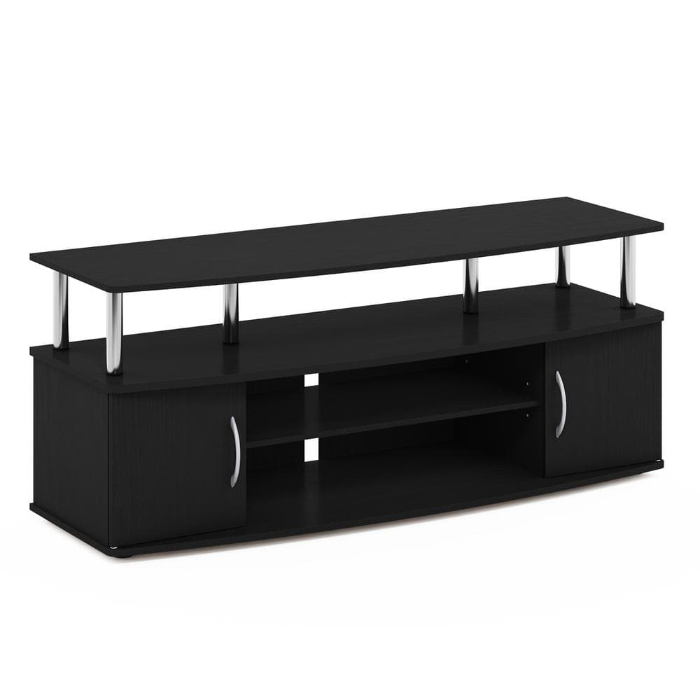 Furinno JAYA Large Entertainment Center Hold up to 55-in TV, Americano, Stainless Steel Tubes