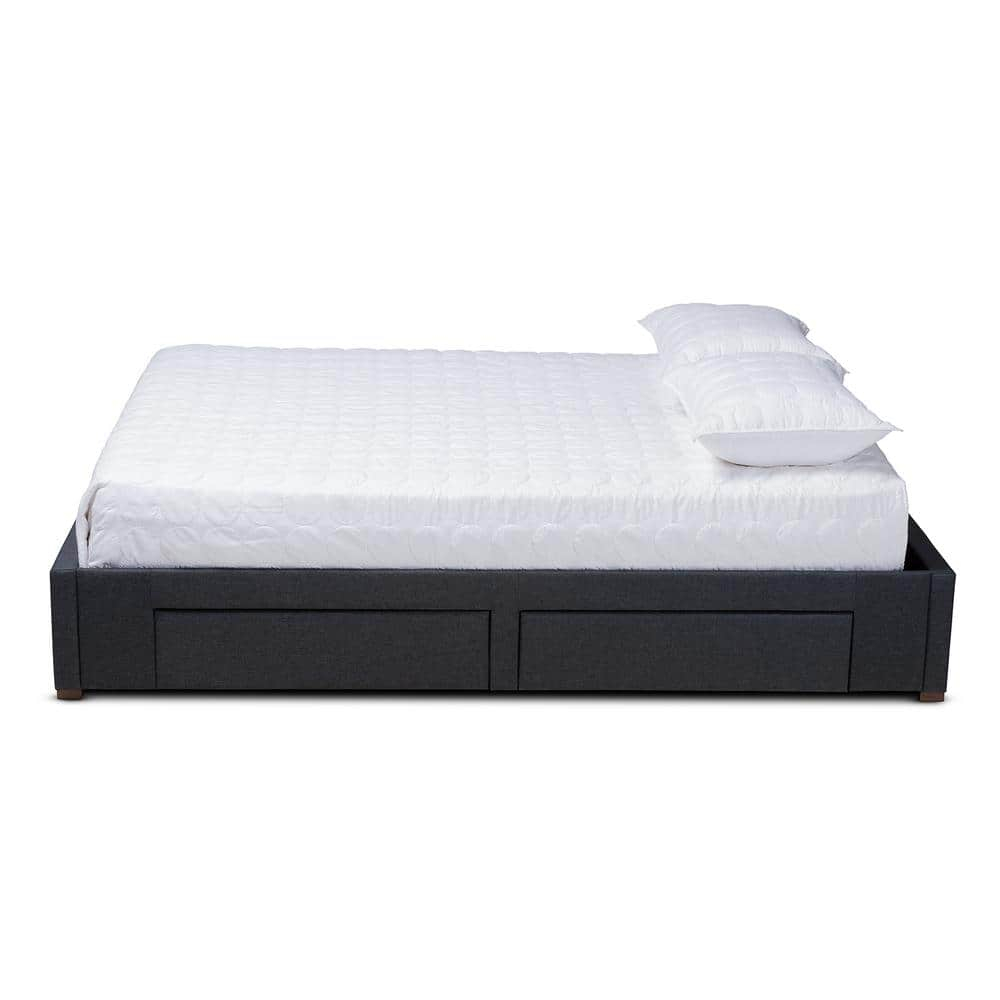 Baxton Studio Leni 4-Drawer Storage Queen Bed in Dark Gray