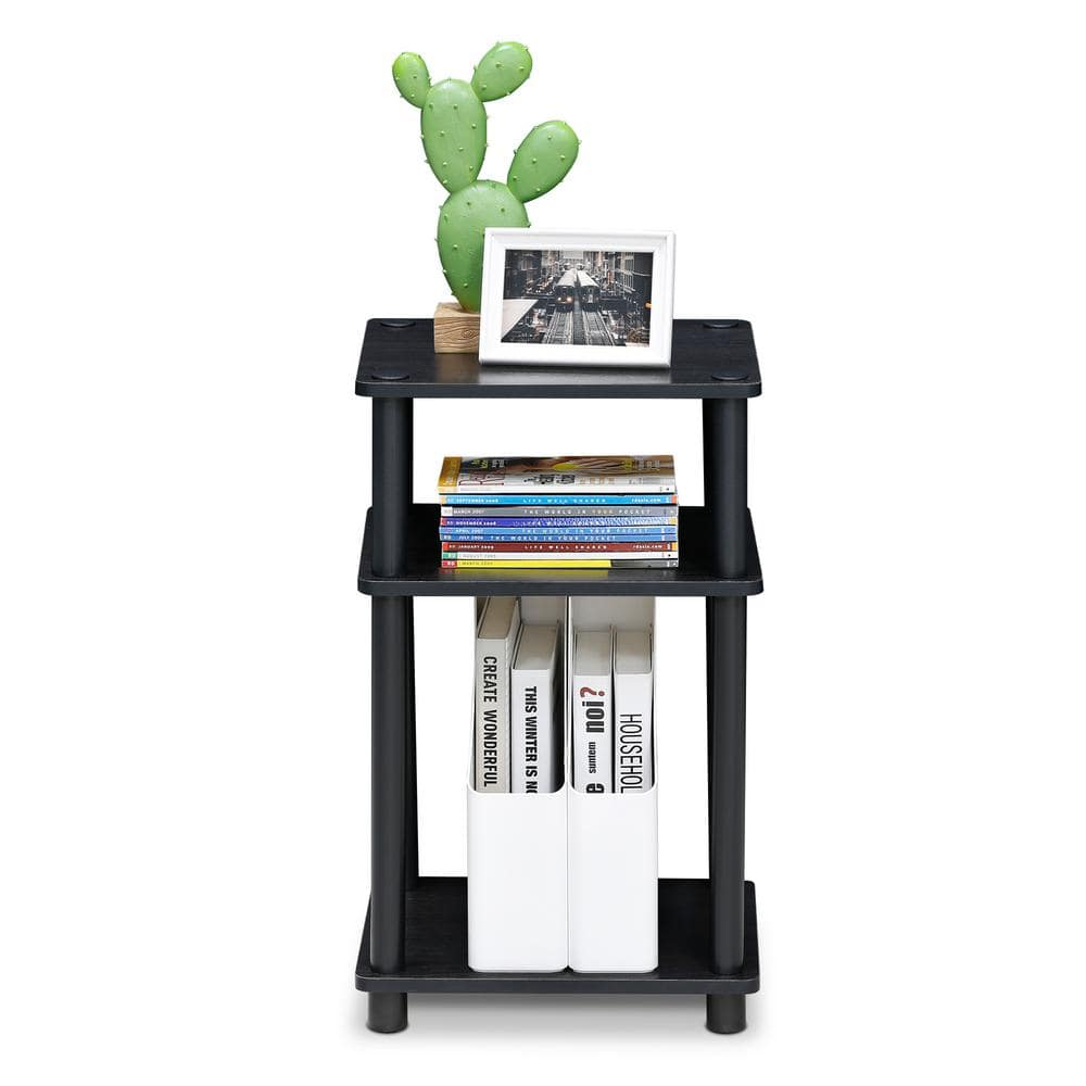 11087AM-BK 11087 Just 3-Tier No Tools Tube End Table, Americano & Black - 13.4 x 11.5 x 22.8 in.