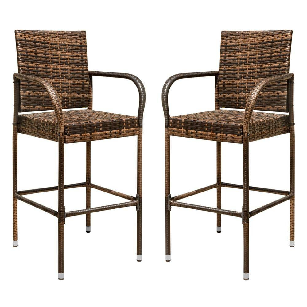 Chillrest Rattan Wicker Outdoor Bar Stool 2 Pack