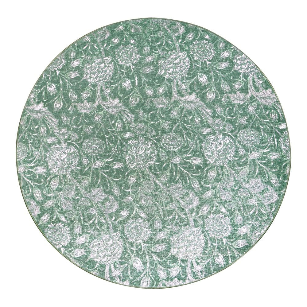 Kalini Green Floral Round Washable Synthetic Area Rug
