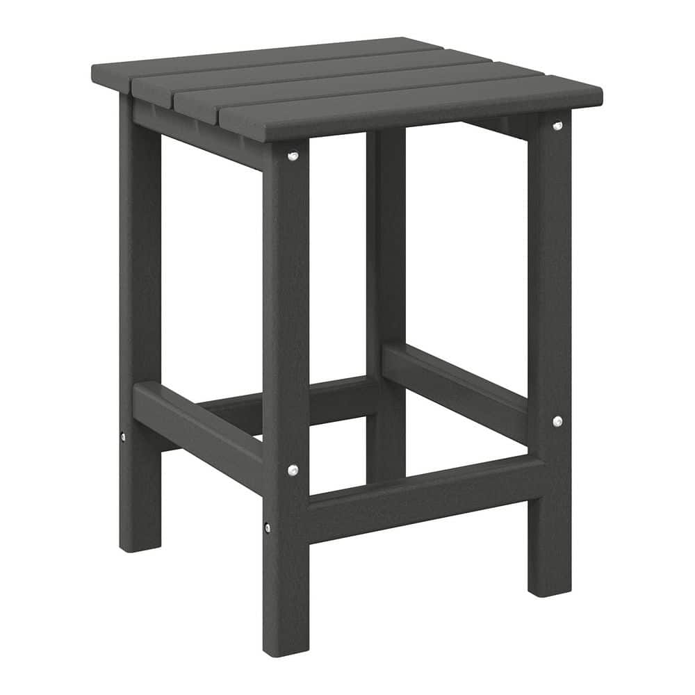 Polytrends  Laguna Hdpe All Weather Outdoor Patio Square Side Table Gray