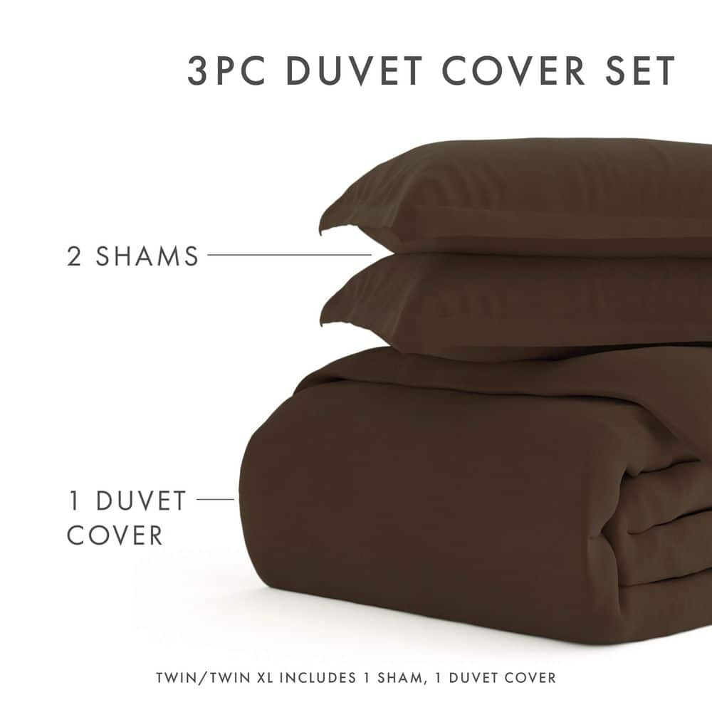Chocolate 3 Piece Duvet Cover Set Twin/Twin Extra Long, by Simply Soft