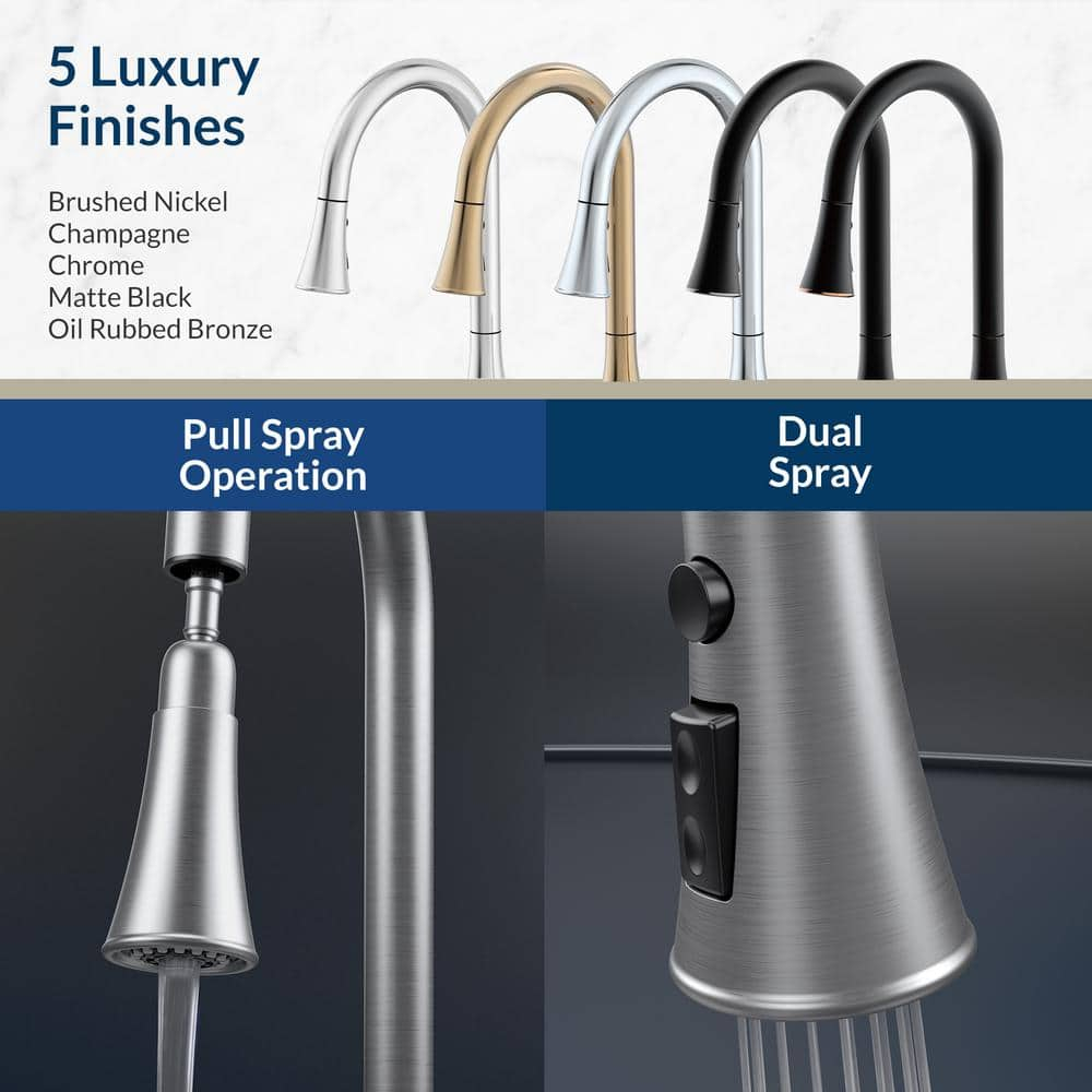 Brushed Nickel Single-Handle Pull-Down Kitchen Faucet with Touchless Activation