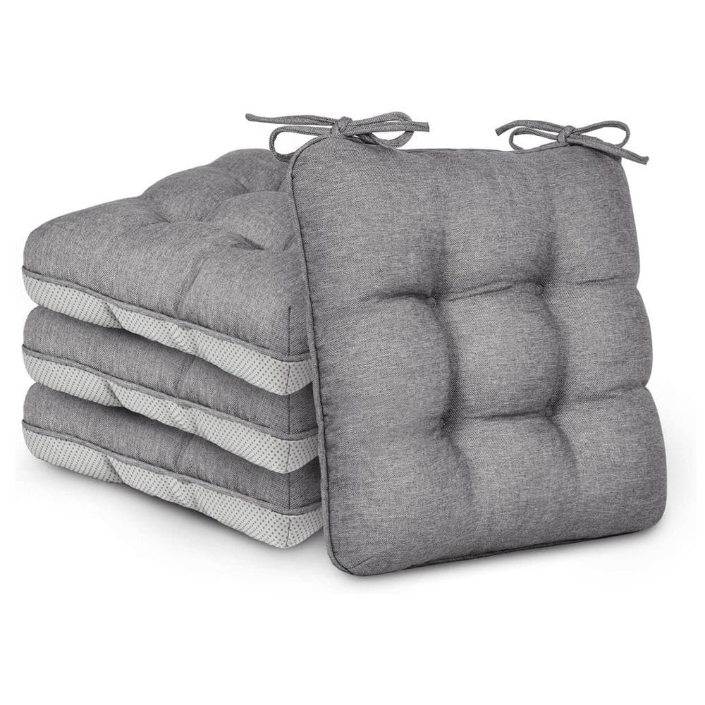 15.5 in. Gray Memory Foam Dining Chair Cushions Set of 4