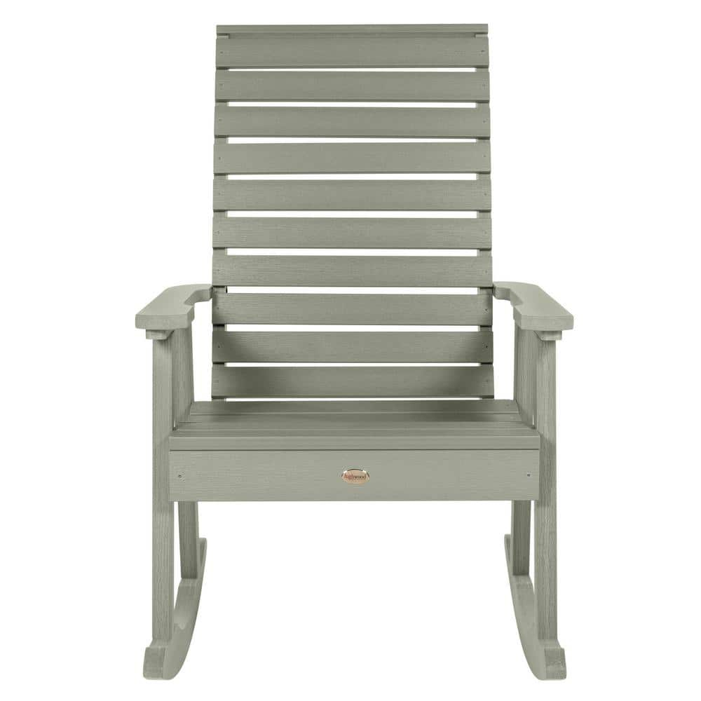 Weatherly Gray Eucalyptus Outdoor Rocking Chair with Arms