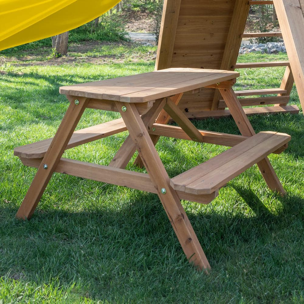 Backyard Discovery Endeavor II Cedar Wood Swing Set, Slide, Play Deck, Double Rock Wall