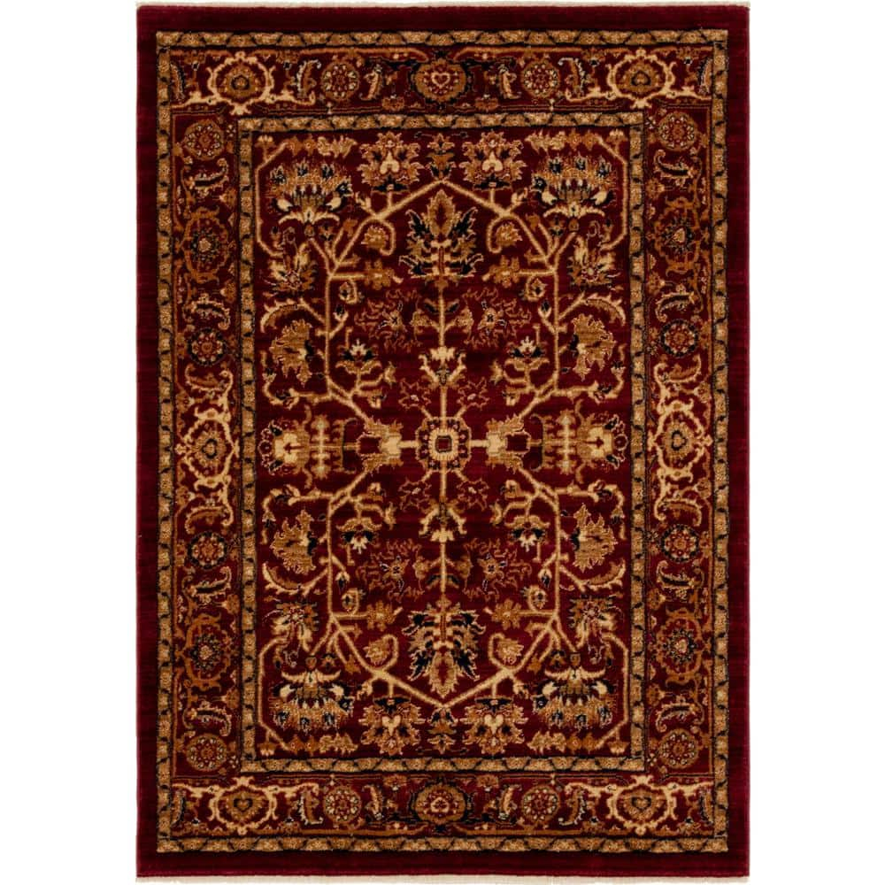 Unique Loom Dorchester Collection Area Rug - Alcott (4' 1" x 6' 1" Rectangle Burgundy/Beige)
