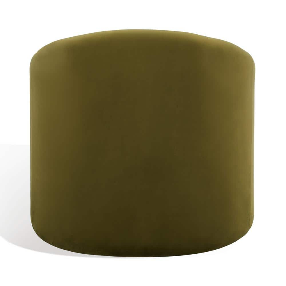 SAFAVIEH Couture Laylette Collection Modern Wood Fabric Foam Metal Solid Print Accent Chair, Olive Green
