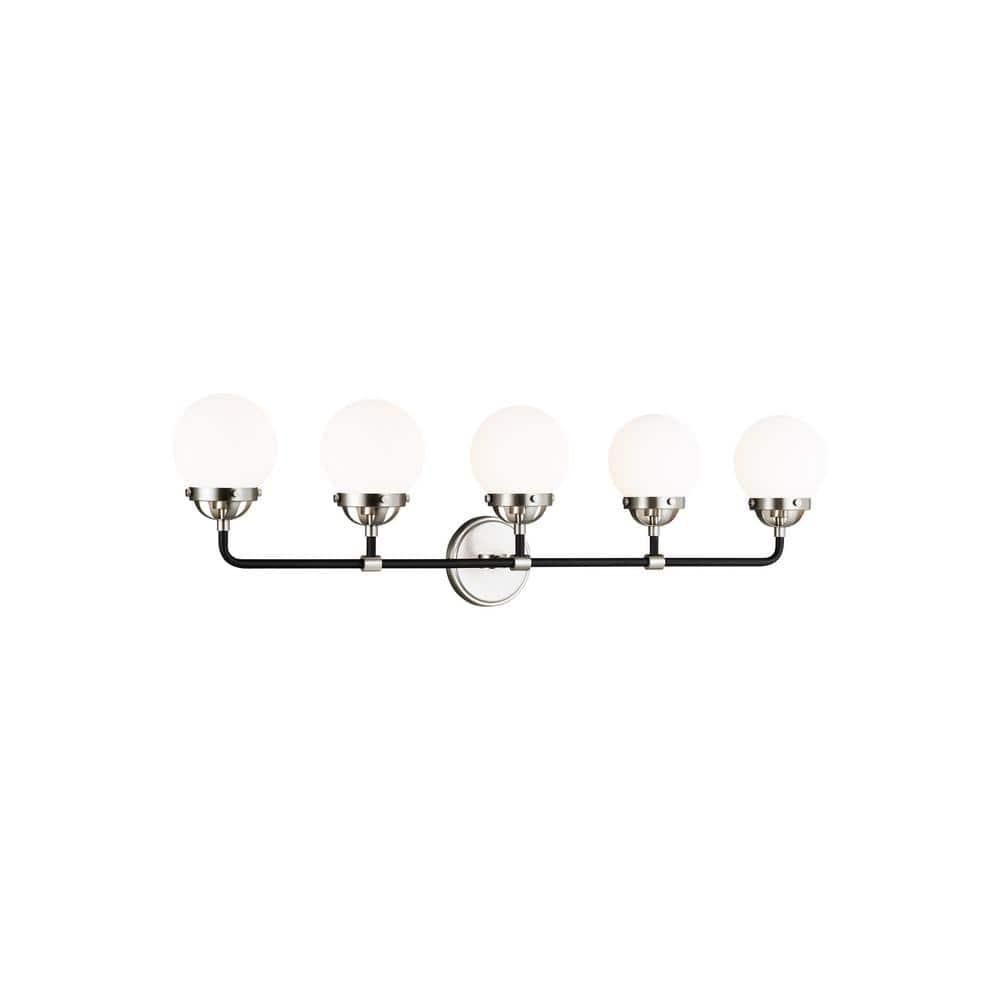 Generation Lighting Cafe 38.25-in 5 -Light Brushed Nickel Modern/contemporary Vanity light