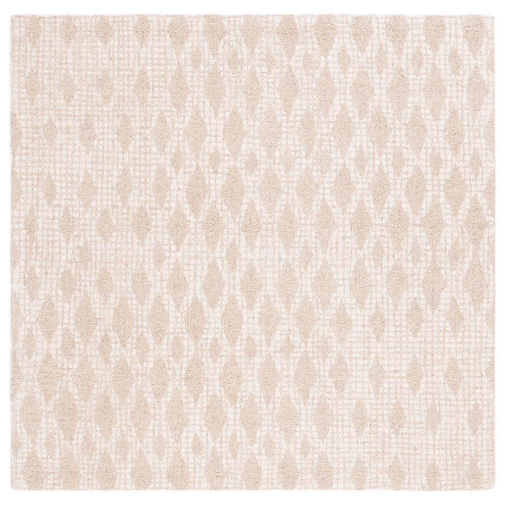 SAFAVIEH Abstract Darian Geometric Diamonds Area Rug, Beige/Ivory, 6' x 6' Square