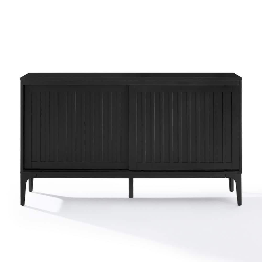 Crosley Furniture Asher Modern Particle Board Wood Sideboard in Matte Black