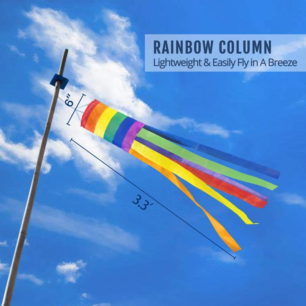 Anley 40 Inch Rainbow Column Windsock Flag - LGBT+ Parade Garden Decorative Flag with Rainbow Long Tails
