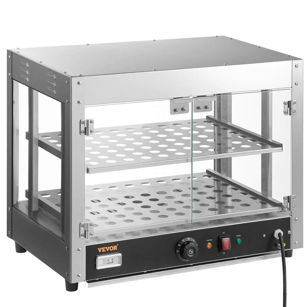 VEVOR 2-Tier Commercial Food Warmer Display - Countertop Pizza Cabinet with Light