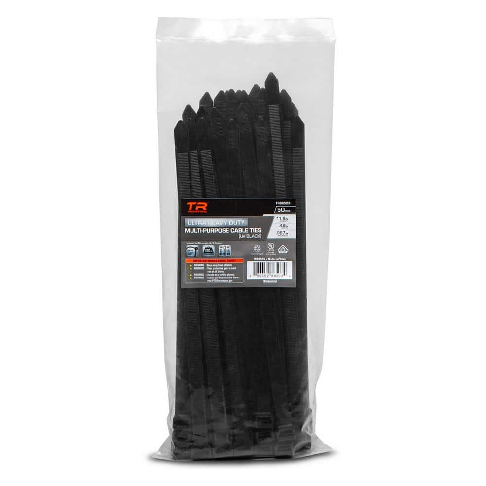 11.8 in. Ultra Heavy-Duty Multi-Purpose UV Cable Ties, 250 lbs. Tensile Strength (50-Pack)