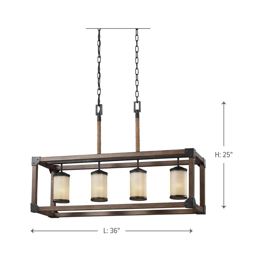 Stardust LED Four-Light Island Pendant with Creme Parchment Glass