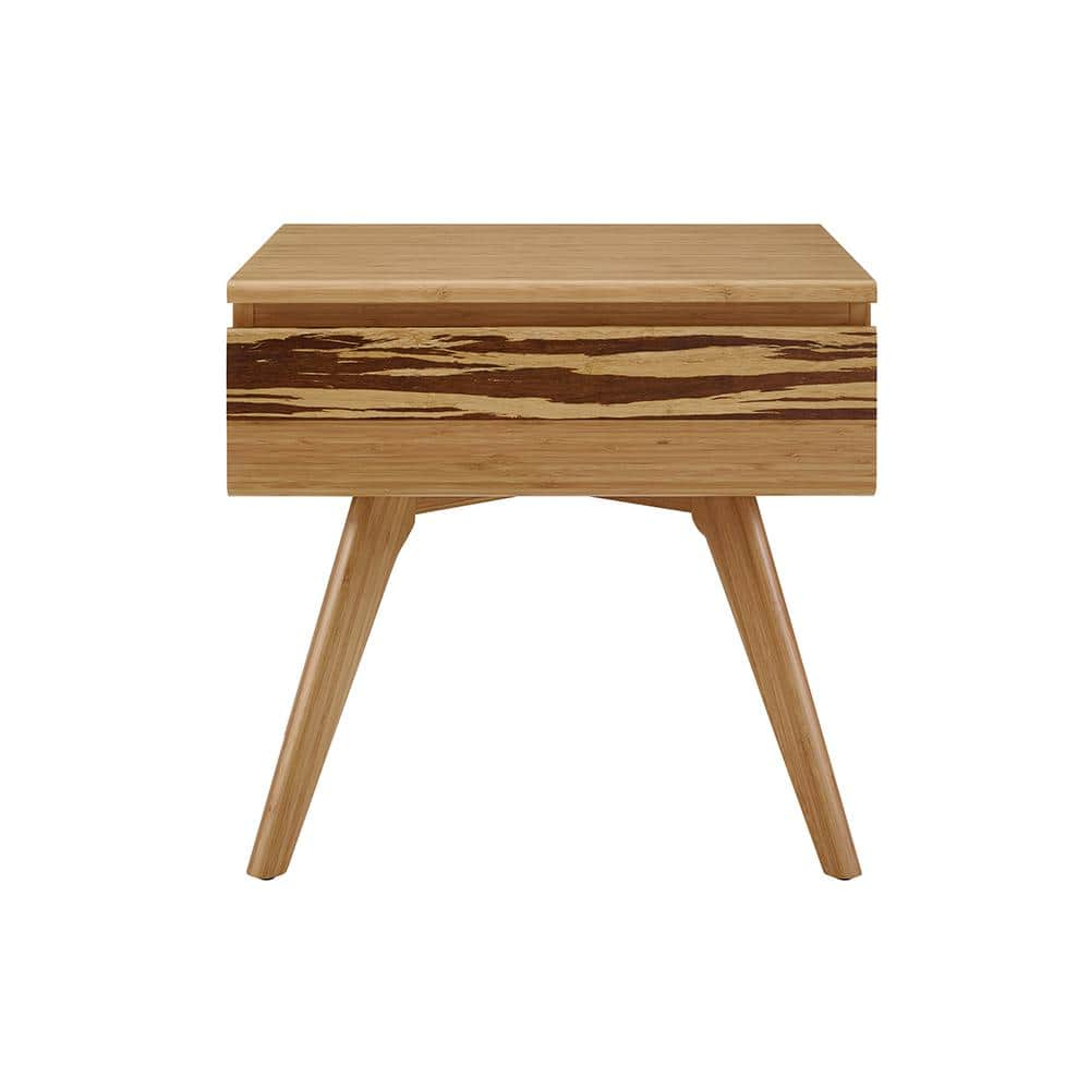 Azara Caramelized Bamboo Nightstand with Tiger Accents