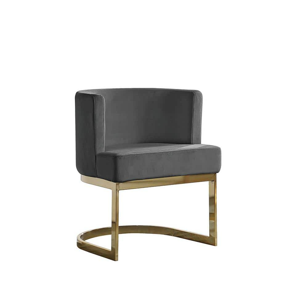 Velvet Dark Gray Accent Chair with Gold Chrome Base - 1 Chair