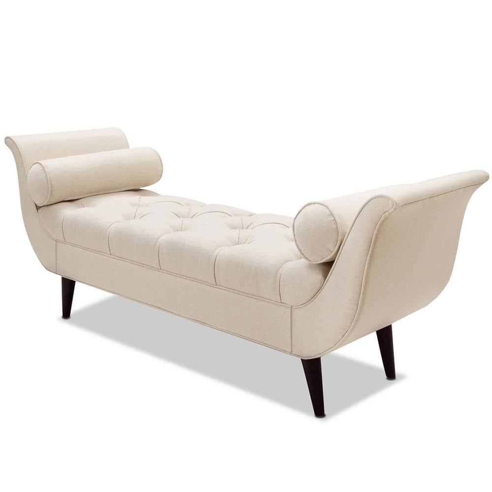 Alma Tufted Flare Arm Entryway Bench, Sky Neutral