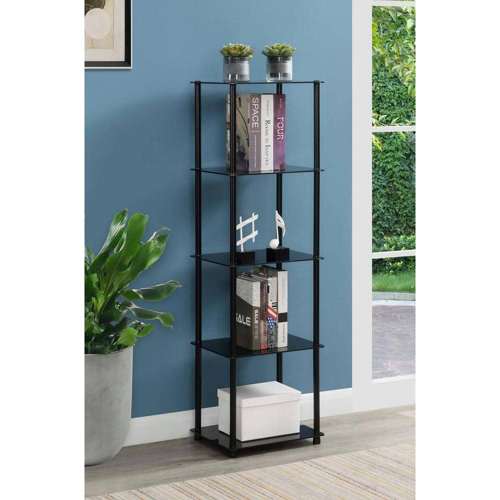 Convenience Concepts Designs2Go Classic Glass 5 Tier Tower, Black Glass