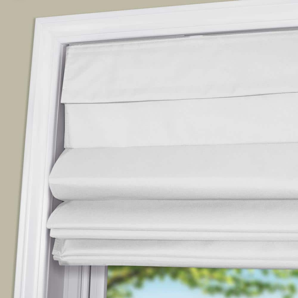 White Cordless Fabric Roman Blackout Shade 40" x 60"