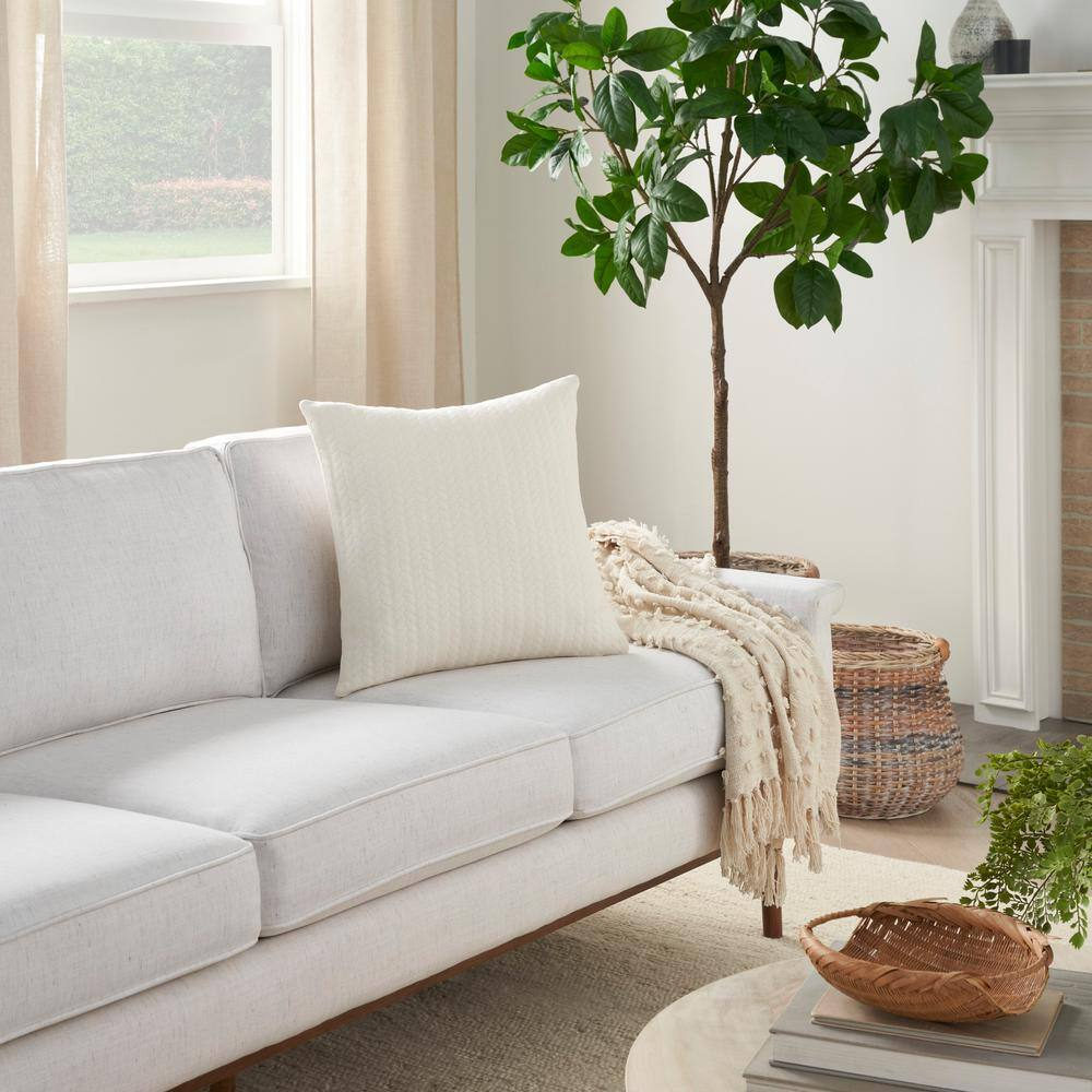 Nourison Life Styles Vertical Stripes Ivory 18" x 18" Throw Pillow Cover