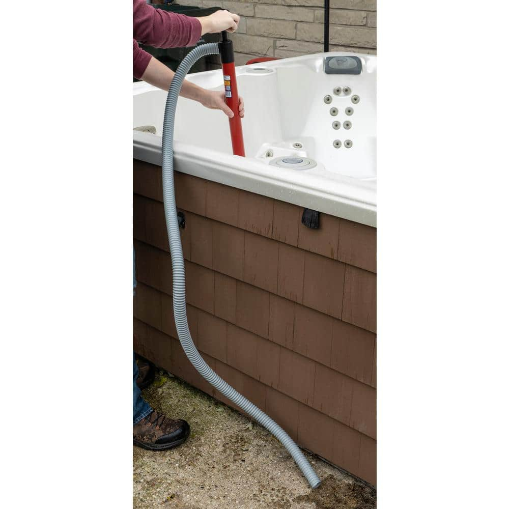 Red 36" x 72" Plastic Hand Pump Siphon with Flexible Hose