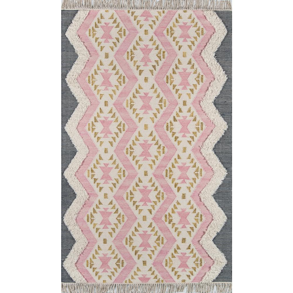 Momeni Novogratz by Momeni Indio Beverly Wool Hand Made Area Rug Pink 5' X 7'
