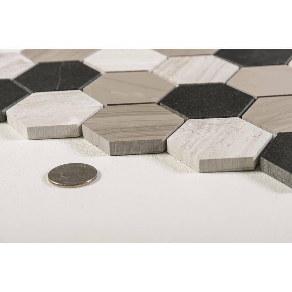 SAMPLE-Channing 2" x 2" Marble Honeycomb Mosaic Floor Use Tile