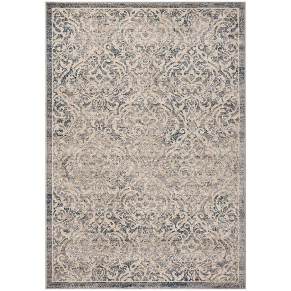SAFAVIEH Brentwood Eliza Damask Area Rug, Light Grey/Blue, 5'3" x 7'6"