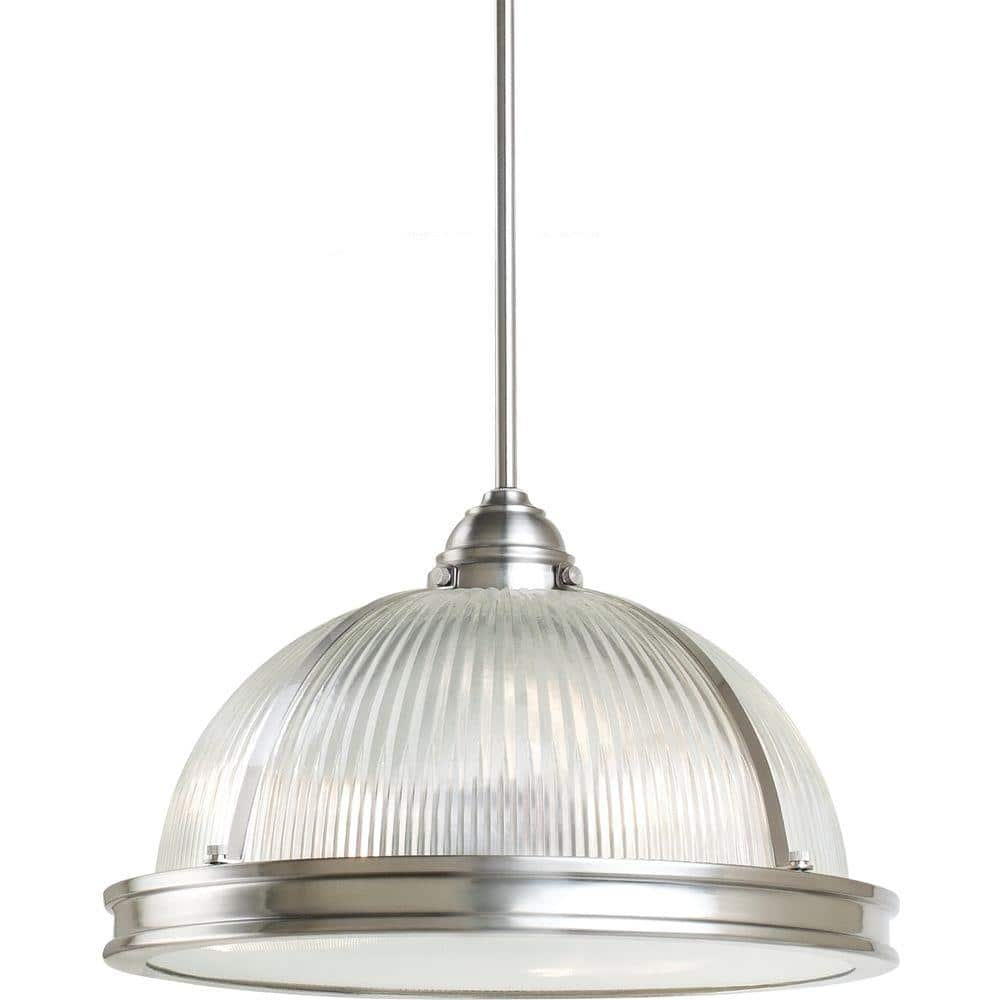 Brushed Nickel 3-Light Pendant with Clear Textured Glass Shade