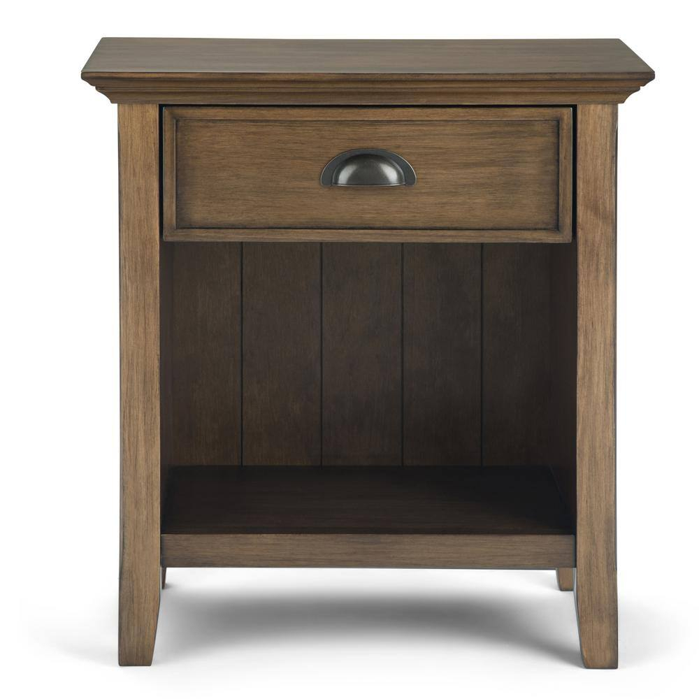 Simpli Home Acadian Solid Wood Bedside Table In Rustic Natural Aged Brown