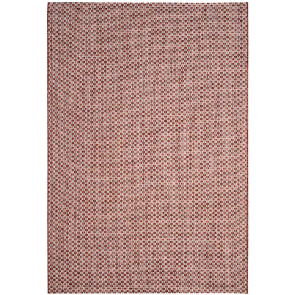 SAFAVIEH Courtyard Blair Geometric Indoor/Outdoor Area Rug, 4' x 5'7", Rust/Light Grey