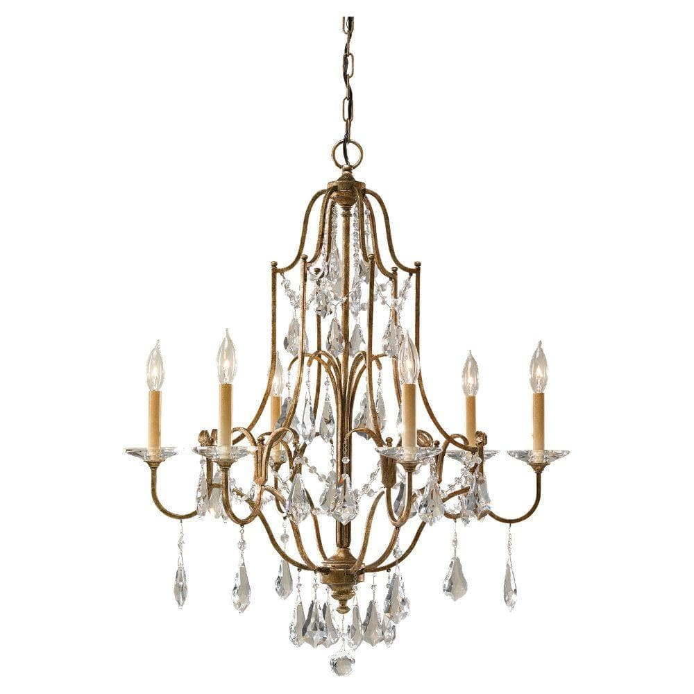 Feiss F2478/6OBZ Valentina Crystal Candle Chandelier Lighting, Bronze, 6-Light (29"Dia x 33"H) 360watts