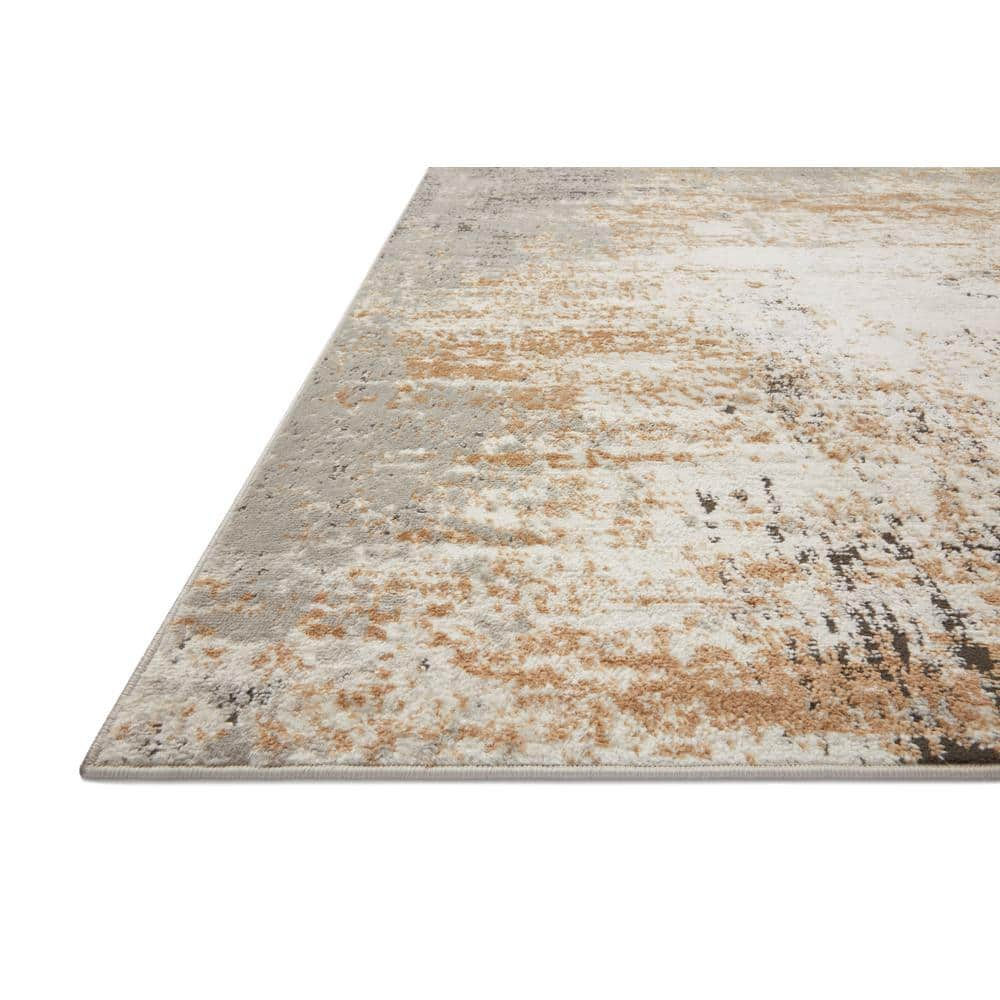 Gray and Gold Stain-Resistant Synthetic Area Rug, 11'-6" x 15'