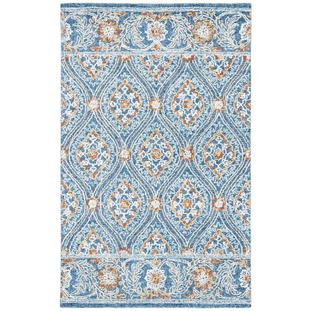 SAFAVIEH Blossom Dima Damask Area Rug, Navy/Yellow, 3' x 5'