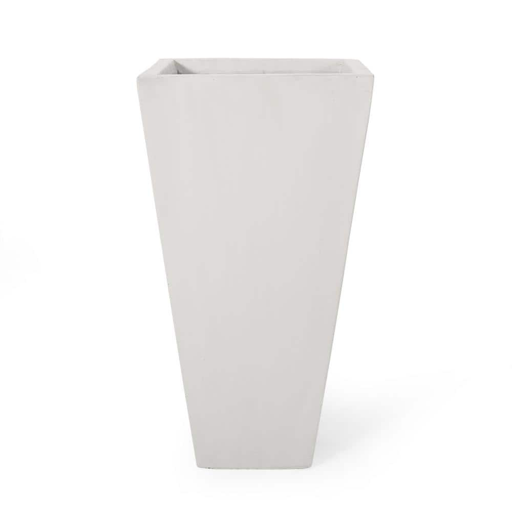 Ella Small Matte White Concrete Outdoor Patio Planter